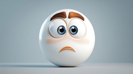3D Render of a Worried Emoticon: Digital Art AI Generated
