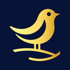  Gold Gradient Bird Logo. Minimalist Gold Bird Mark