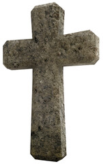 Stone Christian Cross Isolated on Transparent Background