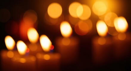 Softly glowing candles illuminate a tranquil setting, creating a warm atmosphere