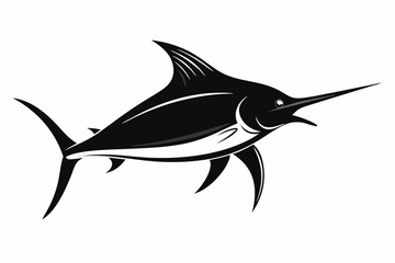 black marlin icon set silhouette black vector