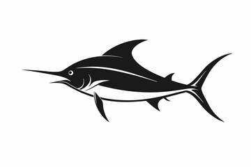 black marlin icon set silhouette black vector