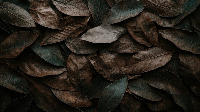 Dried leaves background, autumnal, nature, flat lay, seamless texture, suitable for wallpapers, and invitations