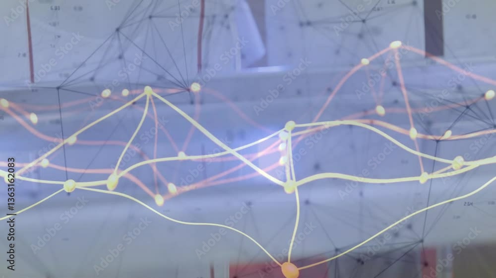 Aufkleber data processing animation with abstract network connections on blurred background