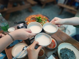 a drinking party toasted with makgeolli.
