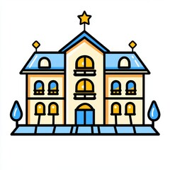 Fototapeta premium Five-star hotel icon. Three-star hotel icon. Hotel building line icon, Hotel Icon, The hotels is 5 star. 