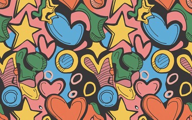 Fototapeta premium seamless Pattern doodle, Colorful, abstract, doodle pattern background