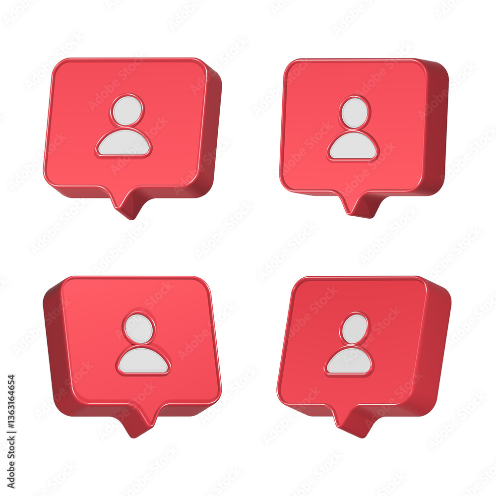 Poster user profile icon 3d rendering