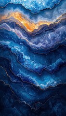 Fototapeta premium Abstract Ocean Deep Blue Marble Texture with Gold Veins