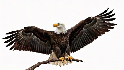 Fototapeta premium Bald eagle isolated on white background
