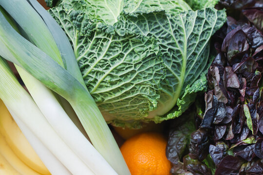 Fresh Organic Vegetables and Fruits in a Vibrant Display