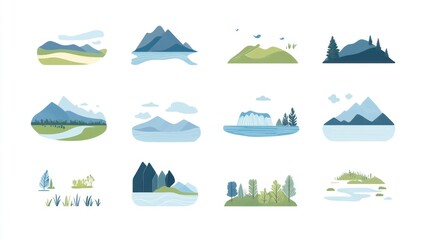 Nature landscapes, serene scenes, illustration