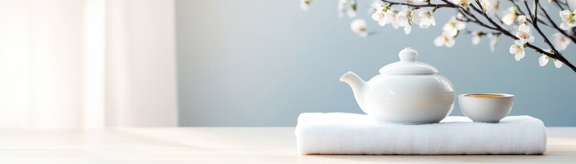 Japanese tea ceremony-inspired shampooing moment, zen aesthetic