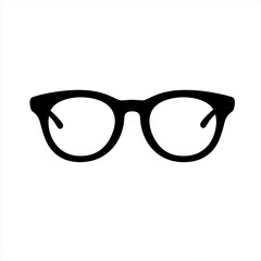 Minimal black icon of eyeglasses with bold thick frames, symbolizing vision, eyewear fashion, reading glasses, and personal style.