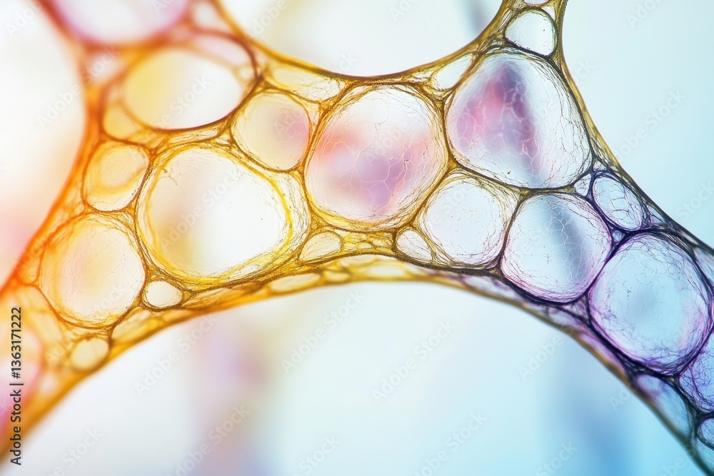 Poster abstract close up of colorful interconnected cells creating a network with organic shapes and vibran