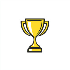 Fototapeta premium Golden trophy icon in flat design, symbolizing reward, sports success, achievement, leadership, and competition victory moments.