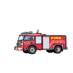 Fire Truck EMS Emergency Cartoon Toy No Background Vector