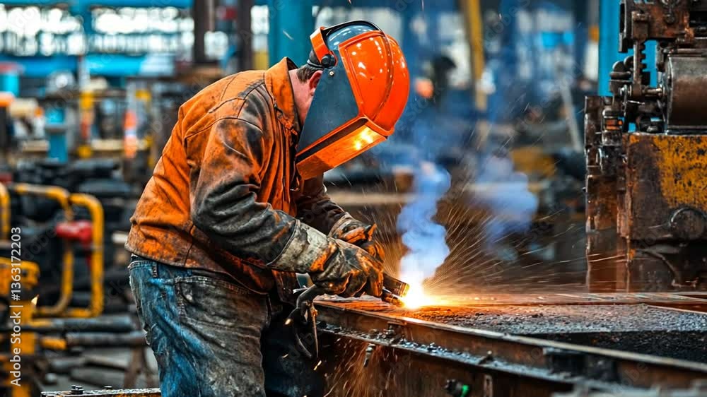 Aufkleber Industrial Welder Performs Precision Work With a Torch in Workshop Generative AI
