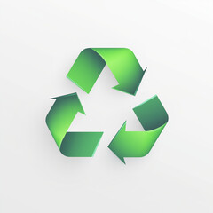 Modern green recycling symbol with smooth 3D arrows, representing sustainability, eco-conscious practices, and environmental responsibility.
