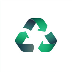 Obraz premium Glossy green recycling icon with three curved arrows, symbolizing environmental conservation, renewable resources, and sustainability.