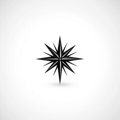 Fototapeta premium Elegant black compass star icon with sharp points and bold lines, representing direction, navigation, and adventure.