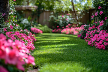 Fototapeta premium A lush springtime landscape, vibrant and picturesque, natural setting.
