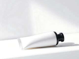 Fototapeta premium Blank White Tube of Cream or Lotion on a White Surface
