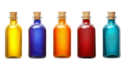 Colorful Magic Potion Bottles | Fantasy Glass Vials with Cork Stoppers