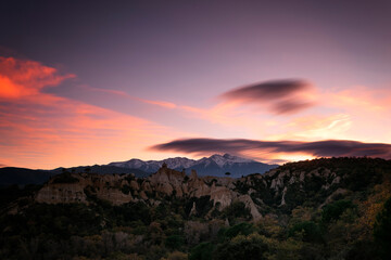 Coucher de soleil sur les Orgues d'Ille sur Têt