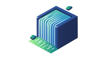 Isometric Waterfall Cube Nature Icon Design