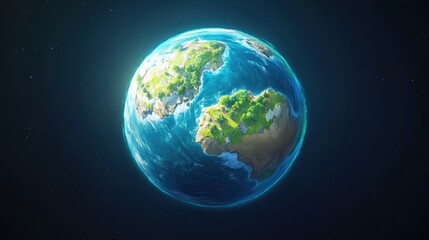 Obraz premium Stylized Earth Planet Depiction Showing Landmasses and Oceans