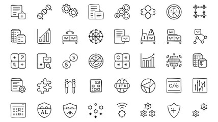 Collection of Outline Business and Technology Icons