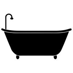 bathtub black silhouette vector, Simple silhouette Design vector icon with white background.