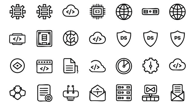 Set of Modern Technology Line Icons