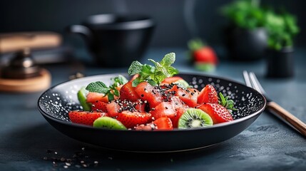 Fresh Summer Fruit Salad with Mint and Sesame Seeds