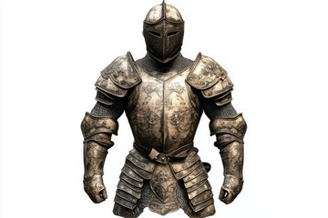 Full Metal Knight Armor on White Background Medieval Costume Design
