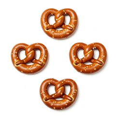 Mini pretzels, small baked snacks, isolated. Crispy and salted pretzels, party food, bite-sized.

