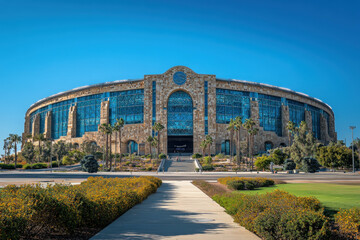 Fototapeta premium A vibrant view of Qualcomm Stadium, modern and dynamic, sports theme