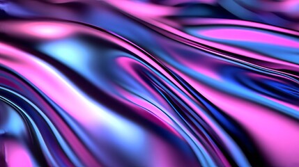 Obraz premium Abstract wavy neon pattern in pink and blue shades, futuristic tech background, vibrant design