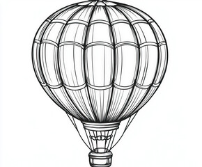 Obraz premium A whimsical egg-shaped hot air balloon, coloring page for kids, simple outline illustration. Coloring book.
