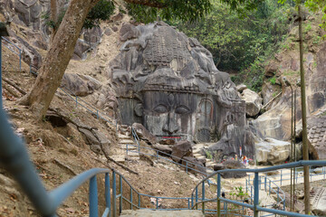 Sculptures carved into the rock at the archaeological site of Unakoti in the state of Tripura. India.