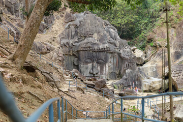 Sculptures carved into the rock at the archaeological site of Unakoti in the state of Tripura. India.