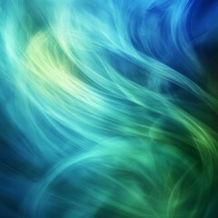 Abstract Fluid Art: Flowing Blue and Green Waves of Light - Serene and Dynamic Design
