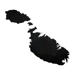 Abstract Polygon - Low Poly Color Black Malta map. Vector Illustration eps10.	

