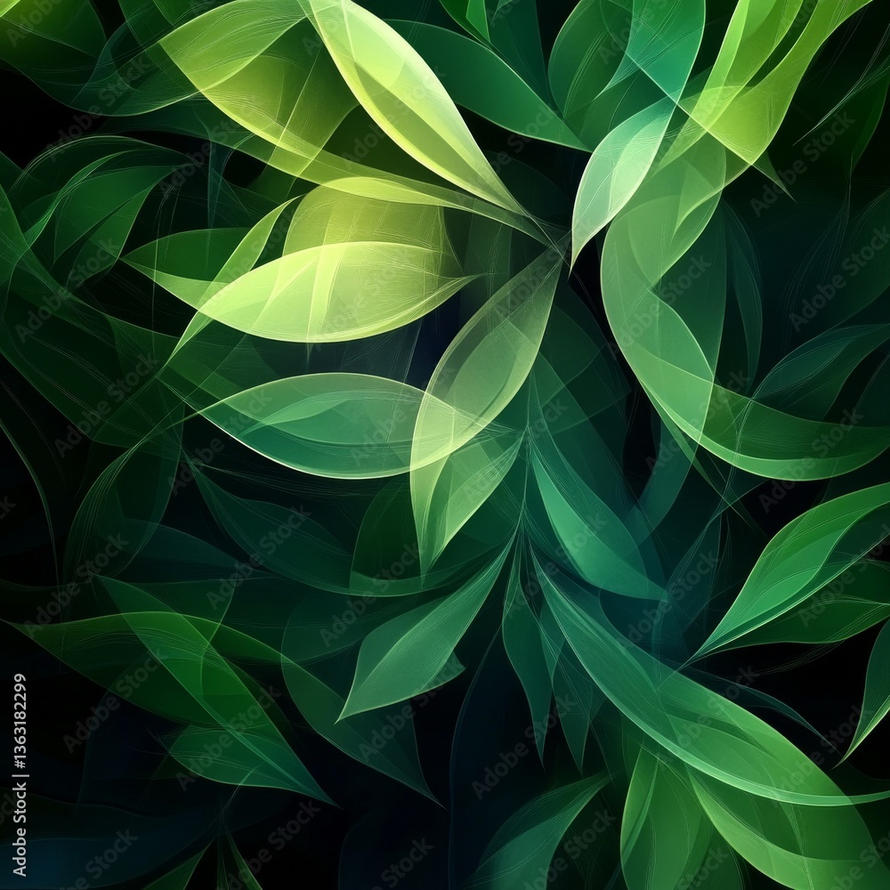 Poster abstract greenery: a symphony of light and shade in a botanical-inspired design