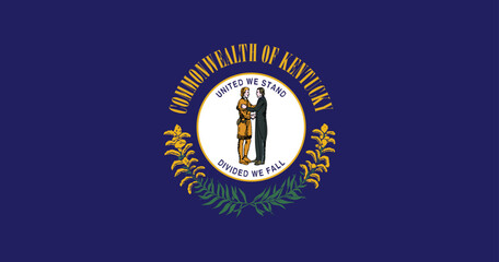 Kentucky State Flag Vector Clipart Illustration - Detailed Emblem of Kentucky with Blue Background, State Symbols, and Gold Laurel Wreath, Perfect for Creative Projects and Digital Design