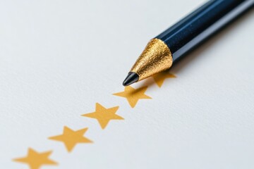 Five star rating with pen on paper	