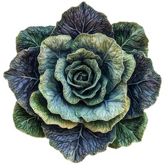 Fototapeta premium Decorative green cabbage with intricate leaf patterns is arranged beautifully