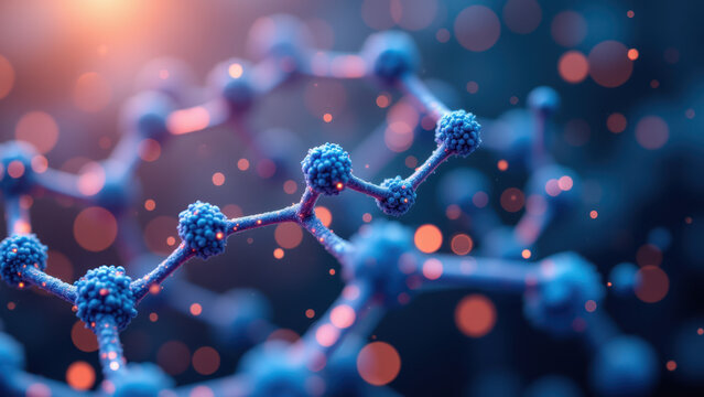 Magnesium glycinate, a chelated form of magnesium with glycine molecules, rendered as a colorful microscopic illustration.