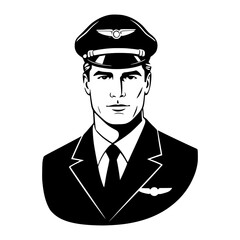 Vintage Pilot Headshot - Retro Illustration